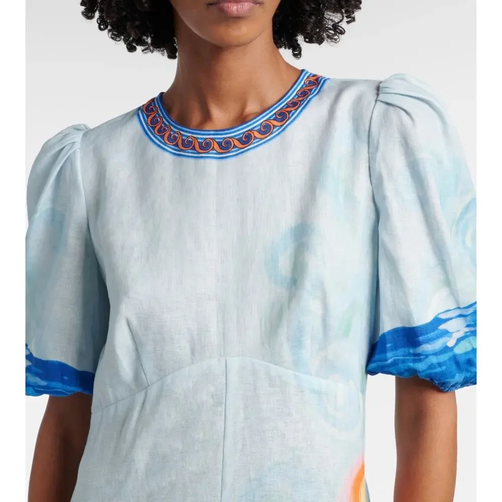 Alemais Printed linen midi dress